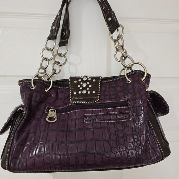 Montana West Purple Bling Purse Multi Pocket Zip Magnetic Closures New with Tags - Picture 9 of 13